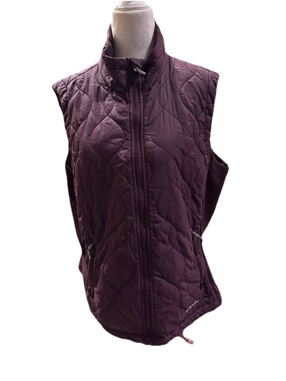 Eddie Bauer Women’s Outdoor Primaloft Purple Full Zip Vest Zip Pockets Size XL